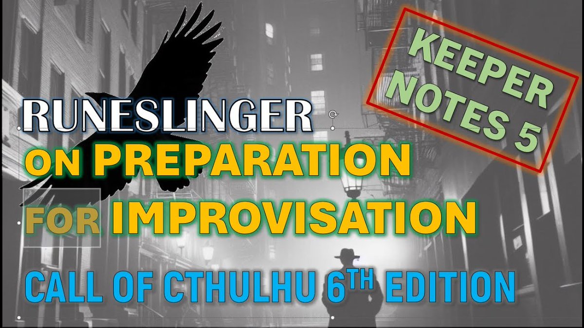 With 15 #CallOfCthulhu sessions shared in our multi-perspective campaign and as many in the queue, it's time for a look at how its 4 branches and Improvisation are being prepared for in Keeper Notes 5~

#ttrpg
youtu.be/QjObc-TaOo8