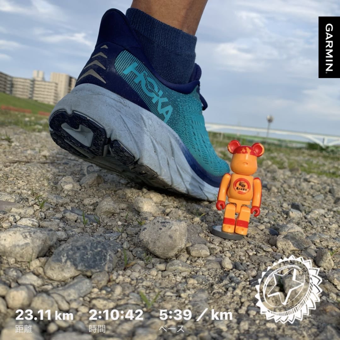 #beatyesterday #garmin #running #hokaoneone #clifton8 #bearbrick #ベアブリック #minifigures #亀の子束子 #朝ラン#timetofly #ホカラン #medicomtoy