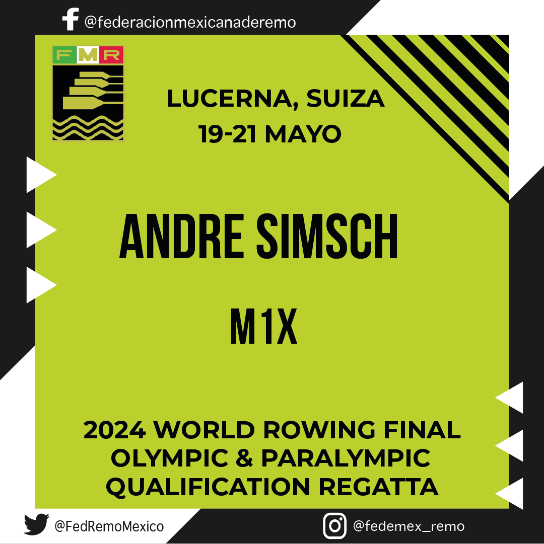 El último deportista que buscará su clasificación a Paris 2024 @paris2024  Mucho éxito André!!  Vamos por todo!!  #teammexico #remo #rowing #pararemo #pararowing