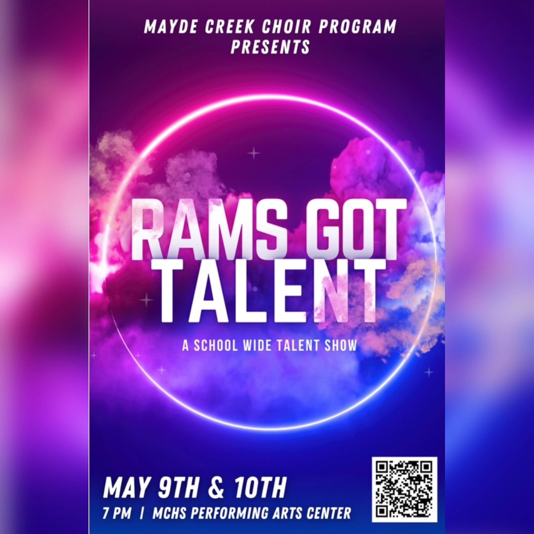Get your tickets for Rams Got Talent this Thursday, May 9th, and Friday, May 10th! Come cheer on all the performers, especially Salma and Emilio! It's always a great show! @MCHS_Rams @MaydeToSingMCHS @KatyISDFineArts @LHerring_MCHS @EmilioOnTwiter @MCHS_Swimming @mchsrams24