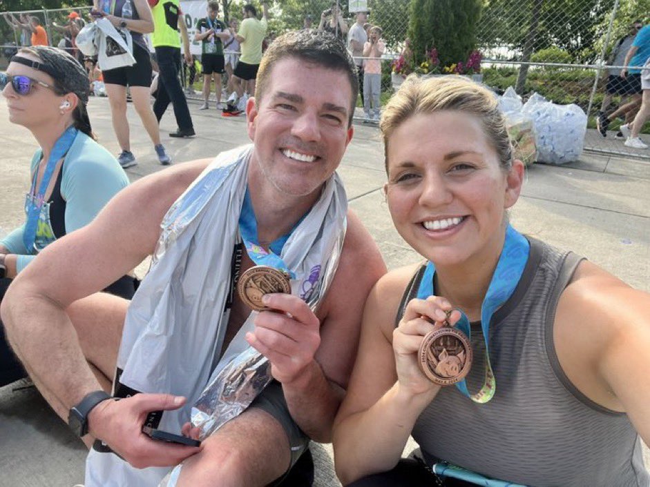 Client @LaurenMinorWXIX of @FOX19 and her co-anchor @DWellsCincy 
braved brutal running conditions in Cincinnati today. It was HOT…and they completed the legendary @RunFlyingPig  half marathon. Congrats Lauren and Dan! 
#CincinnatiTVNews 
#FlyingPigMarathon
#13.1Miles 
#TeamCBK