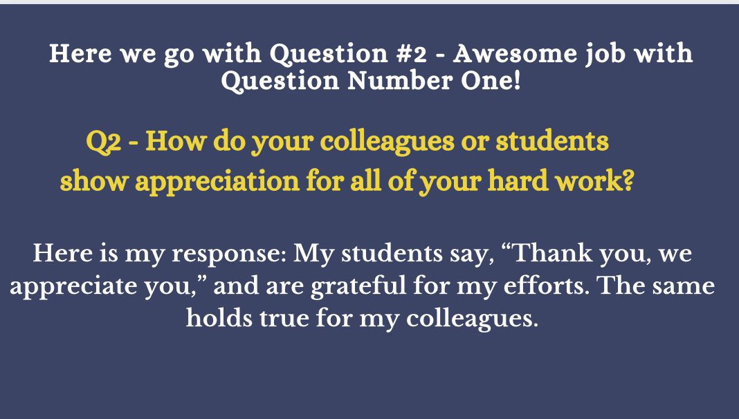 Awesome job with question one. Here we go with question two.  #teachpos