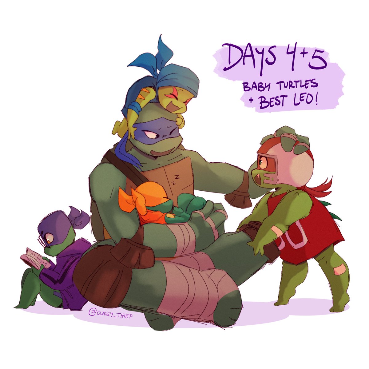 🌺 combined days 4 n 5 in order to catch up 🤞 it's 2012 leo babysitting the turtle tots 😊

#tmnt2012 #rottmnt #TMayNT