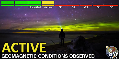 Active geomagnetic conditions (Kp4) Threshold Reached: 23:33 UTC Follow live on spaceweather.live/l/kp