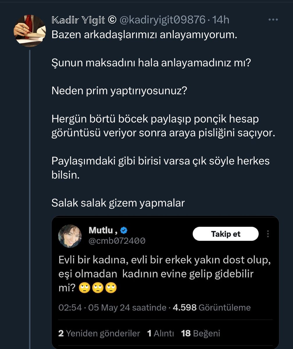 Eskiden benim abilerimde bir edep olur du haya olurdu o bulaştığınız bayanlar bir babanın kızı belki bir abinin eşi !!! Bari edepsiz kişiliğinizi cemaatten gibi davranarak örtmeyin !!! Bu edepsiz Kadir Yiğit denen adam bana da saldırmıştı yıllar önce 🤬 kendi hanımın hakkında…