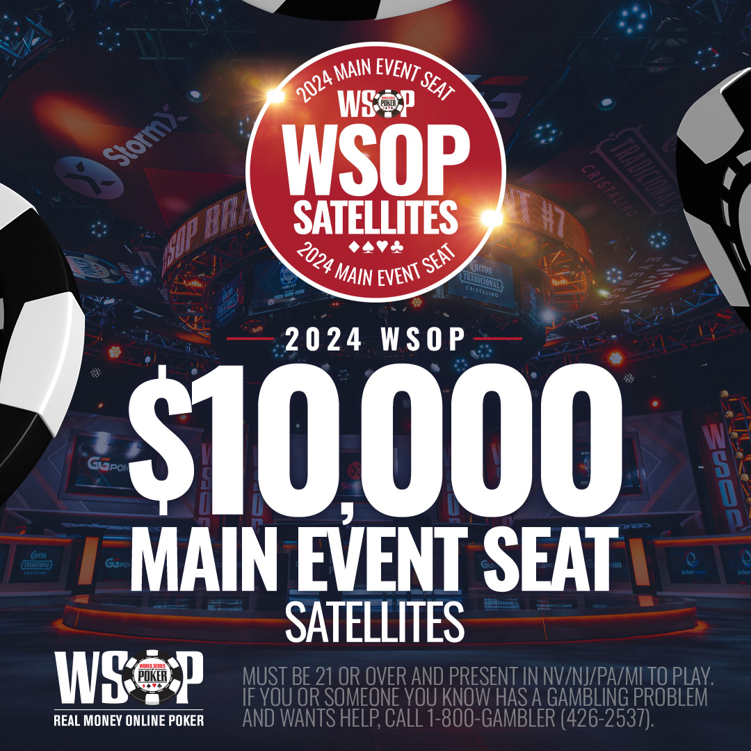 PA: The countdown starts NOW to the 2024 World Series of Poker, are you ready for a chance to score your Main Event seat?👀 Play in our Main Event Seat Satellites Sundays at 7pm for a chance to win your $10,000 Main Event Seat. Check the client for details 👉