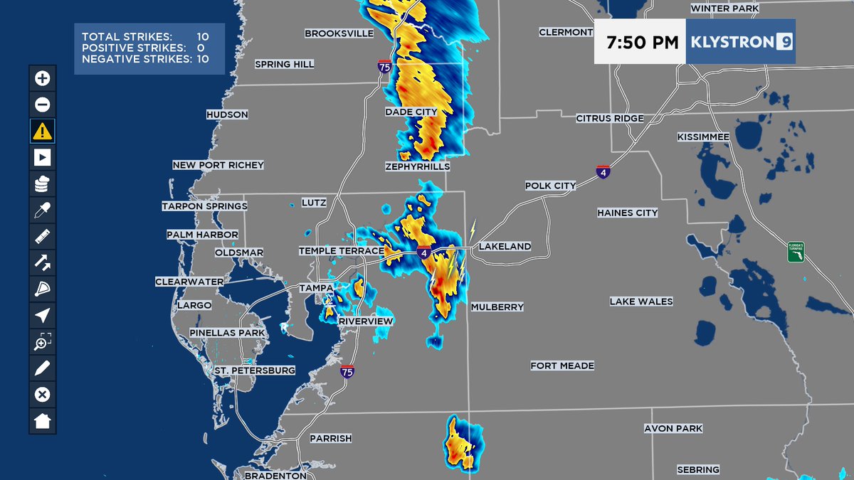 Heavy thunderstorms are in Eastern Hillsborough County, moving gradually west. Expect at least 1.5 inches of rain. Heaviest storm in from Plant City south to Trapnell and Hopewell.