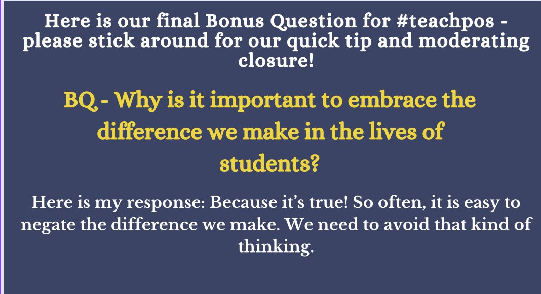 Here is our Bonus Question. Please hang around for the quick TY.  #teachpos