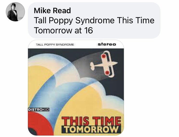 Our version of The Kinks’ “This Time Tomorrow” climbed to #16 on the UK Heritage Chart this week! Thanks to former “Top Of The Pops” host Mike Read for the post. @kopf_g @MelouneyMusic @JonathanLea14 #AlecPalao @clem_burke @TheKinks @MikeReadUK @SeanUsherRadio
