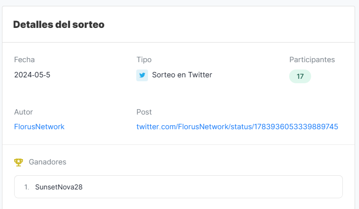 FlorusNetwork's tweet photo. 🥳 ¡Felicidades, @SunsetNova28!  🥳

Eres el ganador del sorteo. Tienes 24 horas para crear un ticket en Discord y reclamar tu rango de MVP. ¡Disfruta!

🔗 Discord: https://t.co/AnDKdtBct5 https://t.co/j6dOSL3utr