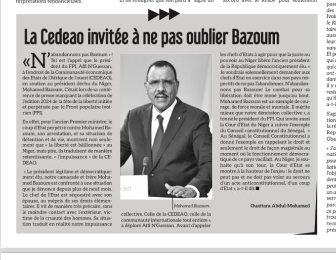 Merci à vous cher président @p_affi #CIV225 d’être depuis plus de 9 mois de manière inébranlable aux côtés de @mohamedbazoum #Niger Votre loyauté, votre fidélité politique et amicale contribuent aussi à l’immense fierté que j’ai de travailler avec vous pour votre victoire en 2025