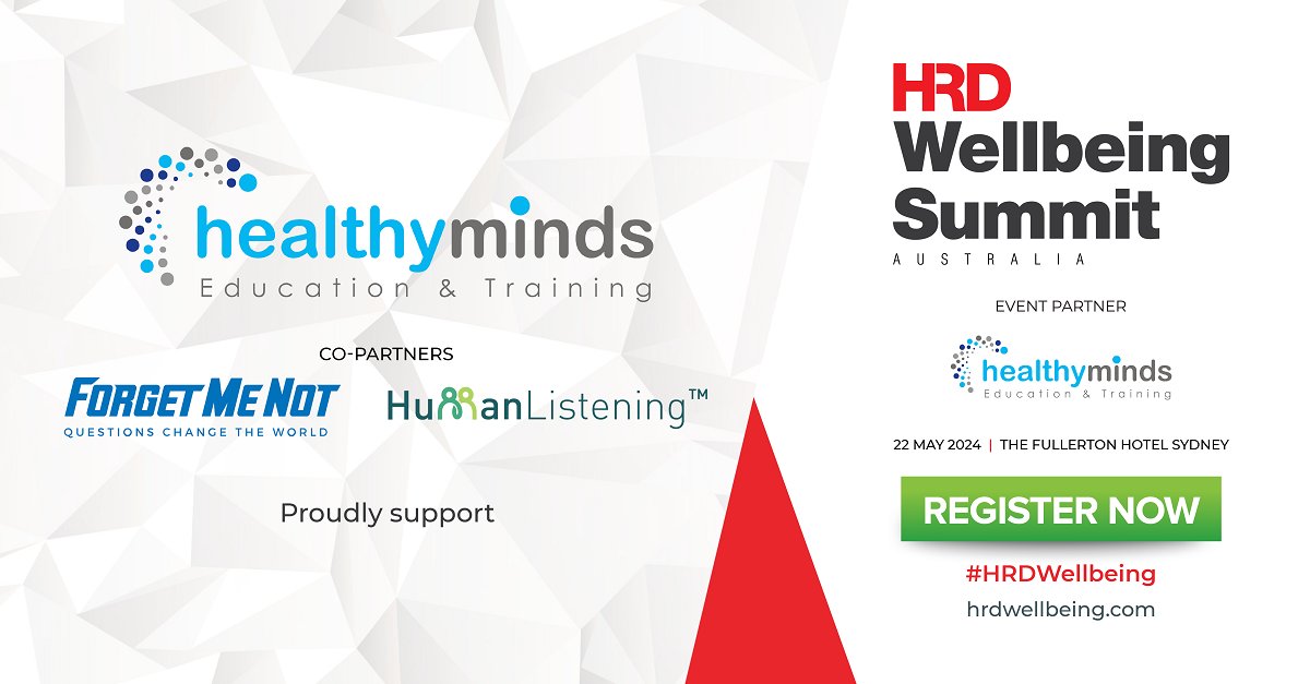 The HRD Wellbeing Summit Australia 2024 is proudly partnered with Healthy Minds Education & Training. 

The summit is happening on May 22, 2024 at The Fullerton Hotel Sydney!

Register: hubs.la/Q02w5qyJ0 

#HRDWellbeing #WorkplaceWellbeing #HRLeadership #EmployeeEngagement