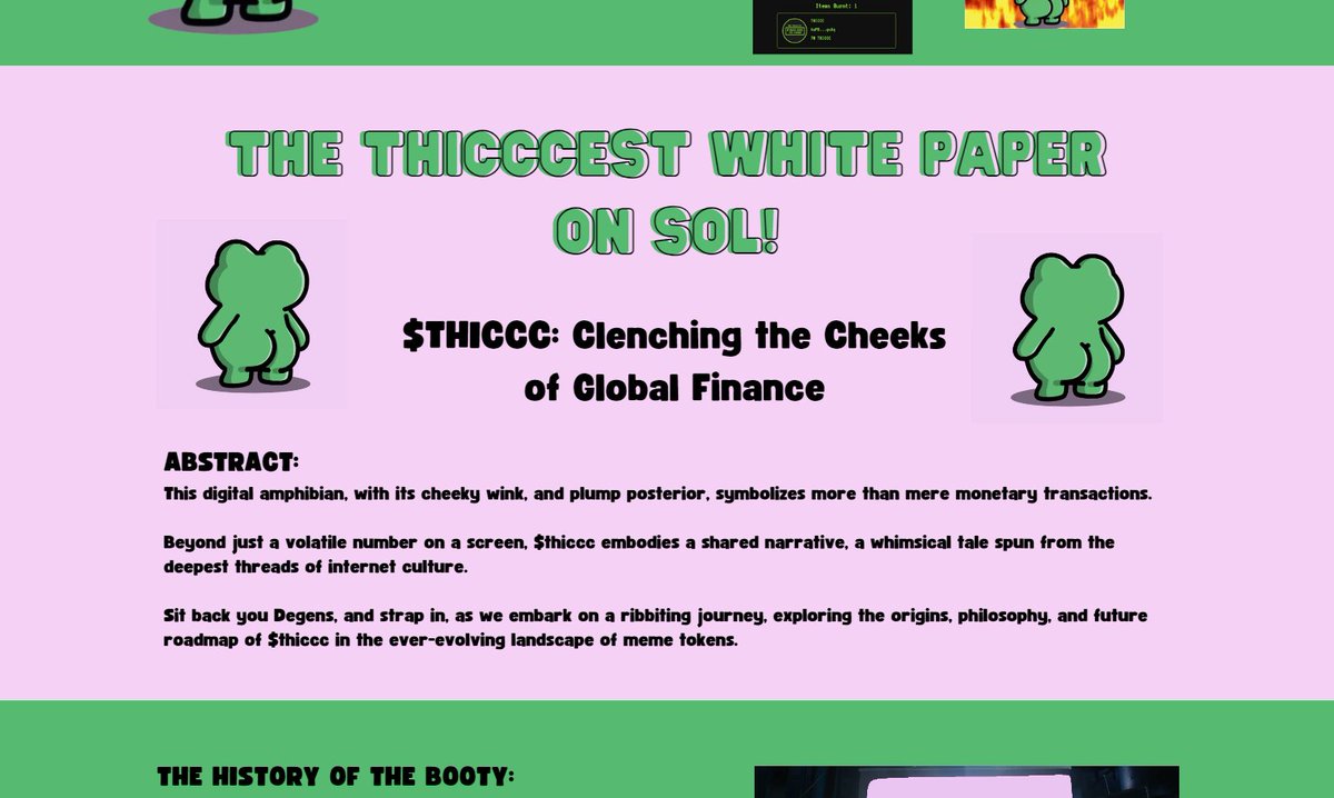 4 weeks since we launched on pump and man has it been a wild, jiggly ride... 

We figured today would be a great day to make some updates, sooooooo.....

WEBSITE IS UPDATED!!!

And we just released our White Paper!

Go give it a read, and see what we have cooking for $THICCC!