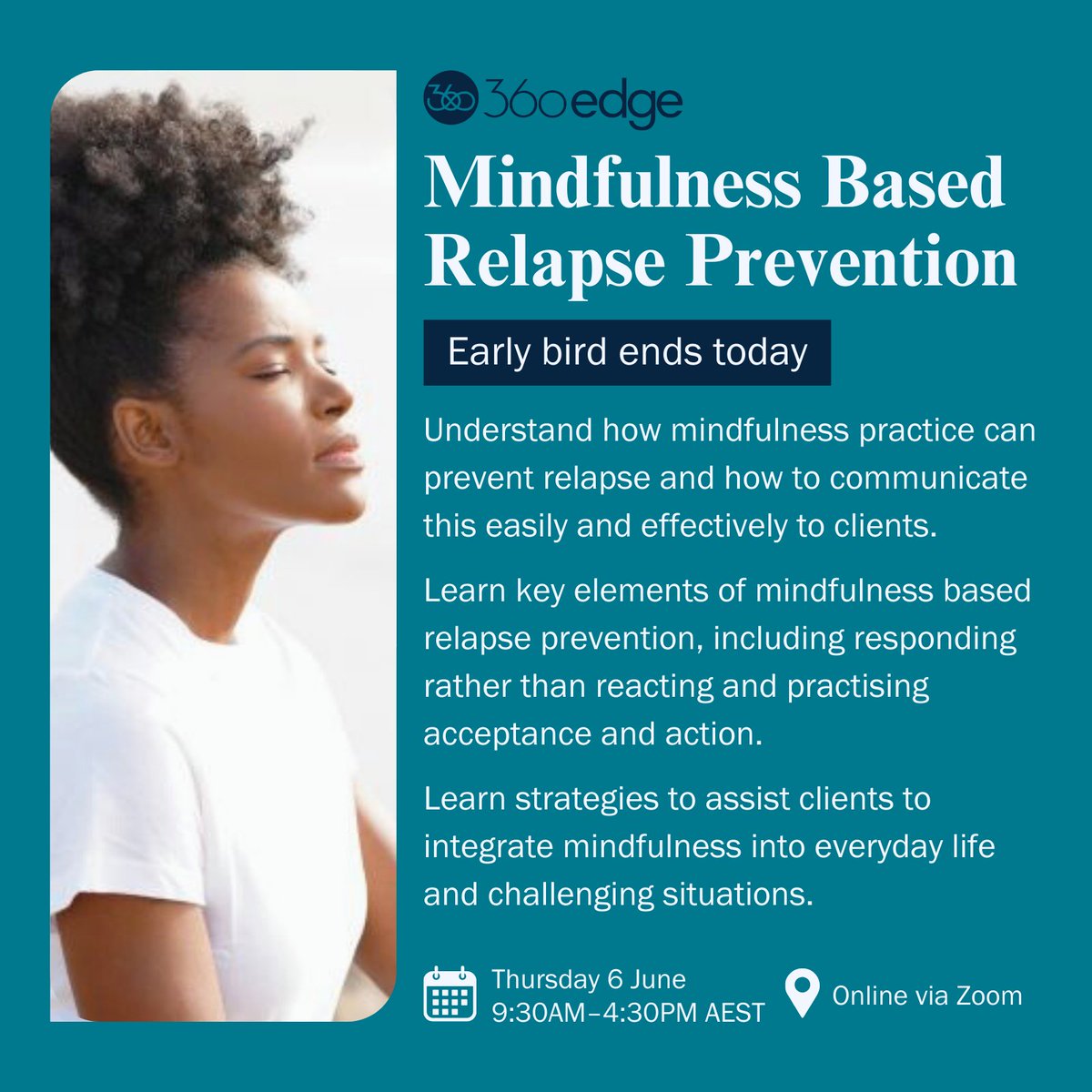 Mindfulness based relapse prevention (MBRP) integrates traditional relapse prevention with mindfulness meditation practices. With this brand new workshop, you will learn how to easily adapt MBRP to suit individual clients’ needs. Book today and save 15%: bit.ly/3OA5zUQ