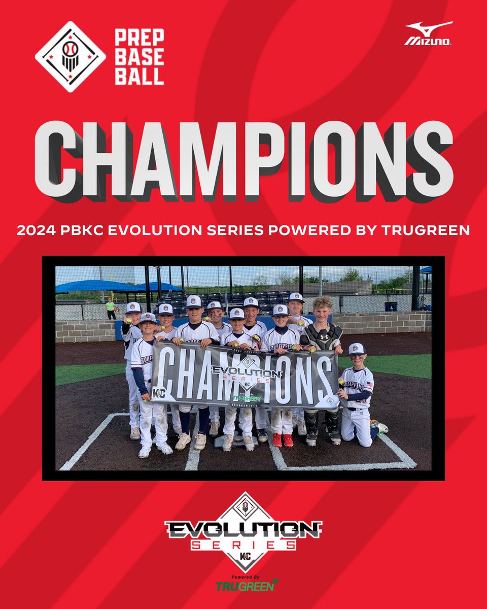 🏆CHAMPIONS🏆 Congratulations to the 2024 PBKC Evolution Series Powered by @trugreen 9u D1/D2 Champions, KC Scrappers!! #PrepBaseballKC #BeSeen