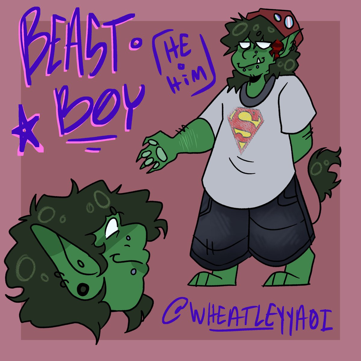 #TeenTitans 
beast boy redesign/kinsona ?!?!