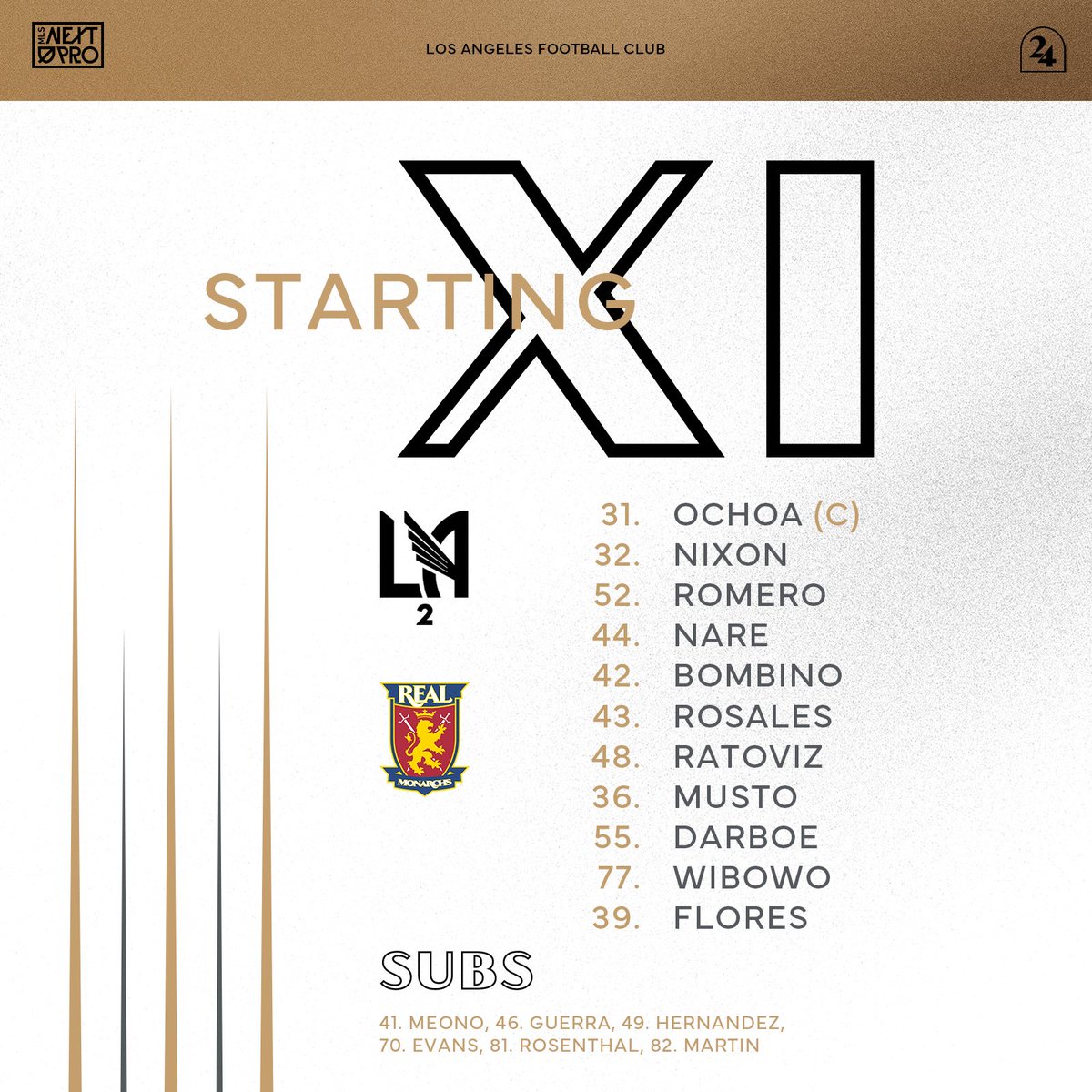 The #LAFC2 Starting XI vs. @RealMonarchs.