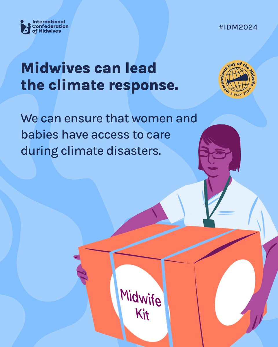 Community midwives can play a vital role in reaching areas hit by climate disasters, swiftly offering essential reproductive & maternal health services.

If enabled we can deliver care, information & supplies during climate emergencies. 🌿️

#IDM2024 #MidwivesAndClimate