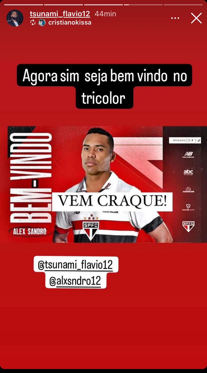 📲 Flávio, irmão do Alex Sandro, repostou esse story de um torcedor. O que significa? NADA. Mas fica o registro 😂