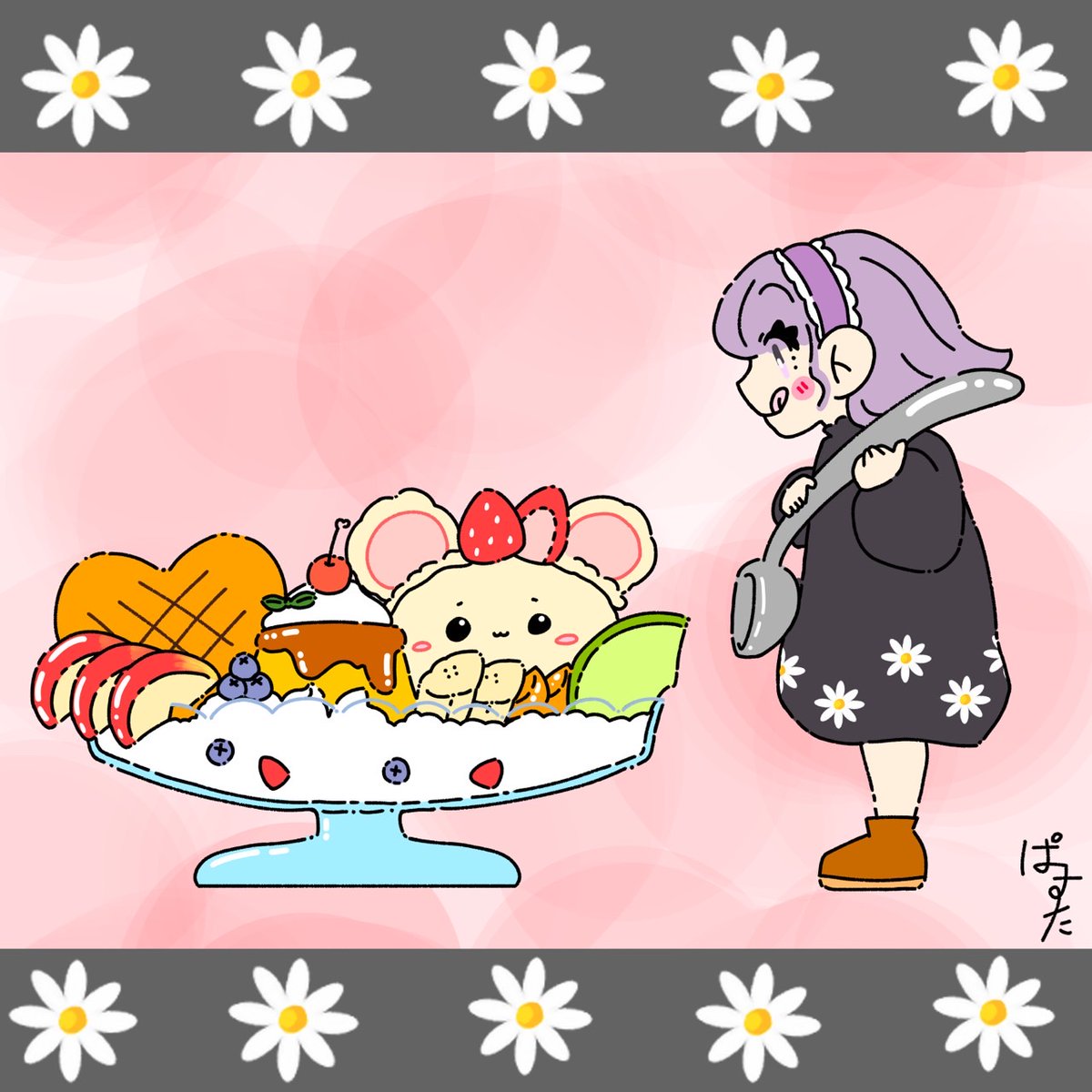 PASUTA_115's tweet image. 美味しそうなのみっけ！✨

#オリジナルイラスト
#プリン・ア・ラ・モード
#オリジナルキャラ
#スイーツ