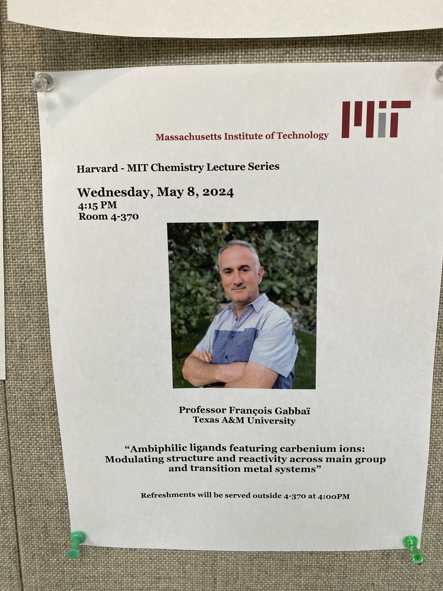 I’m looking forward to hosting @Francois_Gabbai as this week’s @HarvardCBB @ChemistryMIT seminar speaker! #maingroup