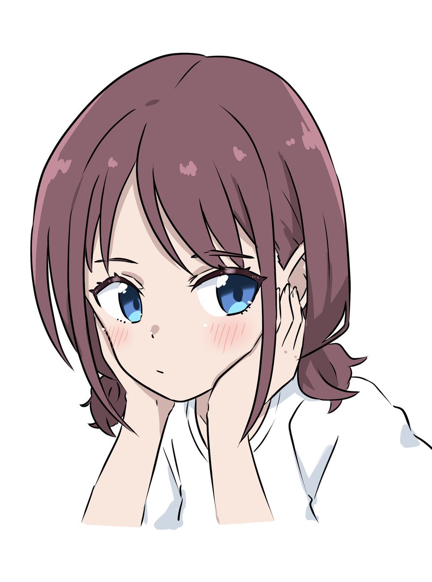 1girl solo looking at viewer blush short hair blue eyes simple background  illustration images