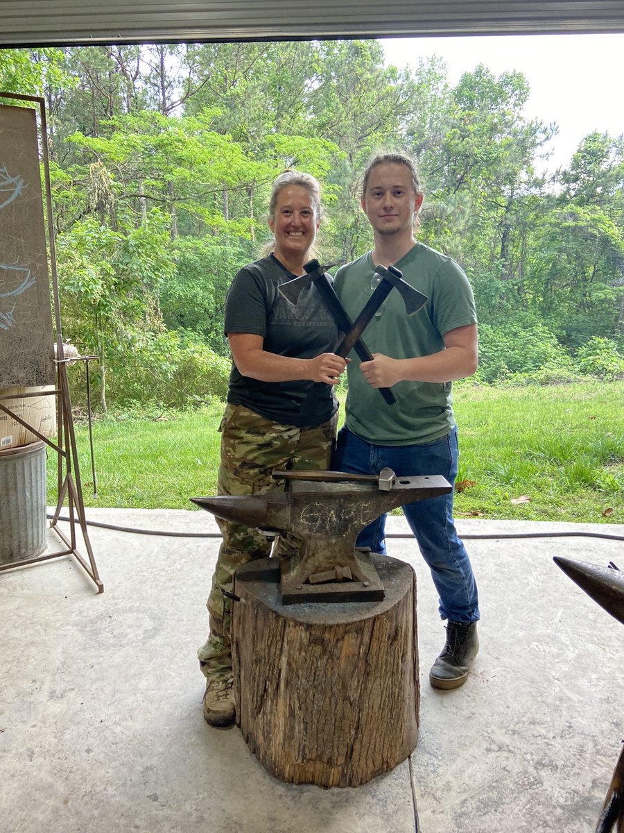 Best mother’sDay/Birthday present ever. Spending the day with the boy making hatchets and learning the chemistry of steel. He knows me too well! #MyMomsAScienceTeacher