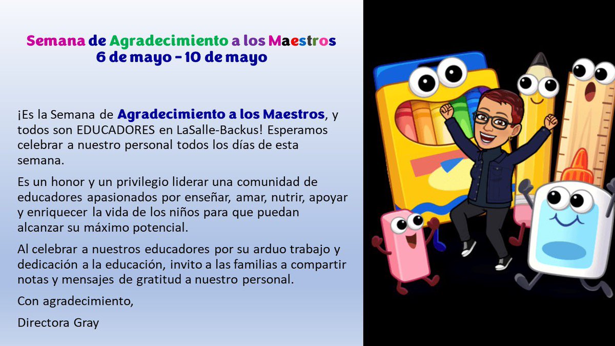 Shelly Gray (@shellyd396) on Twitter photo ¡Feliz semana de agradecimiento a los maestros, comunidad <a href="/LBESDC/">LaSalle-Backus-DCPS</a> y a todos los educadores de <a href="/dcpublicschools/">DC Public Schools</a>! ¡Esperamos celebrarte esta semana! 💙💙💙 ¡Feliz semana de agradecimiento a los maestros, comunidad <a href="/LBESDC/">LaSalle-Backus-DCPS</a> y a todos los educadores de <a href="/dcpublicschools/">DC Public Schools</a>! ¡Esperamos celebrarte esta semana! 💙💙💙