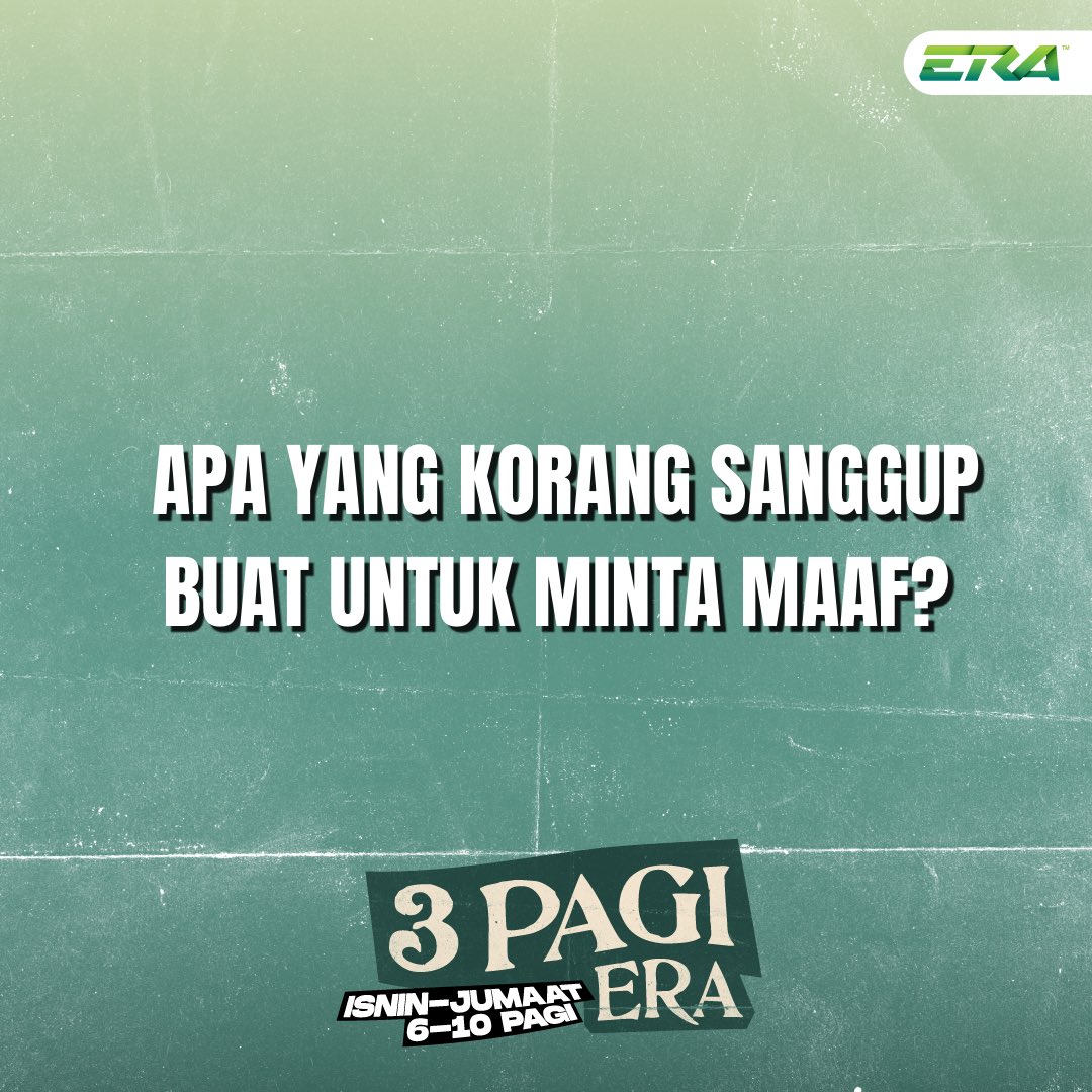 Nak minta maaf ni ada banyak cara, ada yang sampai sanggup melutut, sanggup merayu semata-mata untuk minta maf. Nak tanya korang lah kan, korang sanggup buat apa je untuk minta maaf? 🤔 Jom share dengan #3PagiERA Call 03-95433355 & whatsapp 016-5127777 #ERARadioNo1PalingLegit