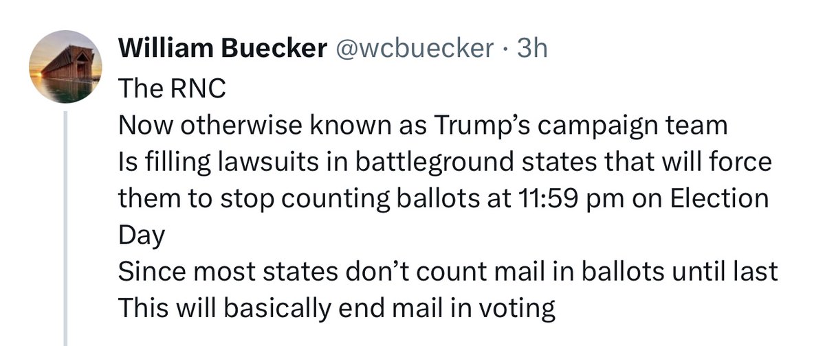 @wcbuecker Coup in process. Again, 📣the fix is in. We can & MUST show up at the polls. NTL it may not be enough. Voters can’t stop corruption; prosecutors stop corruption. DOJ has failed us; a corrupt SCOTUS has betrayed us. @TheJusticeDept @WhiteHouse @HouseDemocrats @SenateDems #wtpBLUE