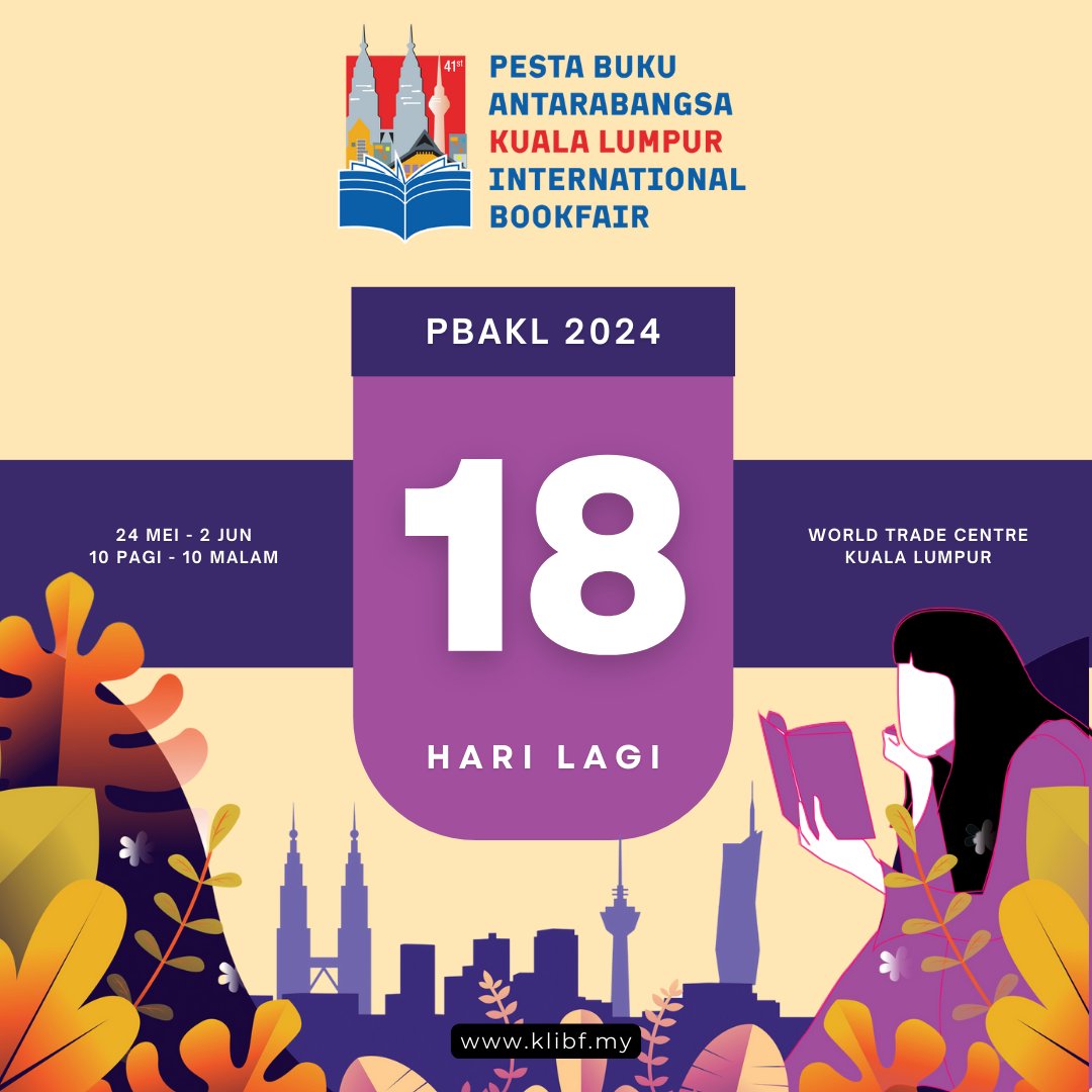 18 hari lagi menjelang PBAKL 2024.

#MalaysiaMembaca 
#DekadMembacaKebangsaan 
#BooktokMalaysia 
#PBAKL2024
#KLIBF2024