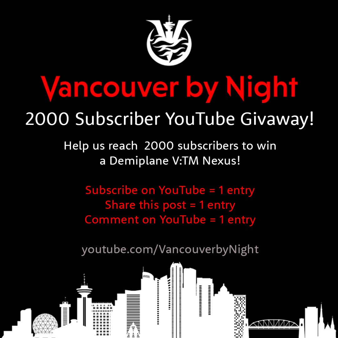 Want a chance to win a @DemiplaneRPG Vampire Nexus Bundle? Here’s your chance! All you have to do is drop us a sub on #YouTube If you want more chances to win, share this post, and drop a comment on one of our videos on YouTube! It’s that easy! #ttrpg #rpg link below