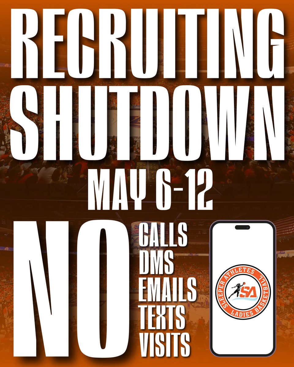 Dear ⛹️‍♀️ Prospects, If you try to contact any college coaches tomorrow and they don’t respond, don’t panic. They still like you, they just can’t talk to you until after the NCAA Recruiting Shutdown is over on May 13th Sincerely, Sleeper Athletes Ladies 🏀 Owner (@ThaRealSleep)