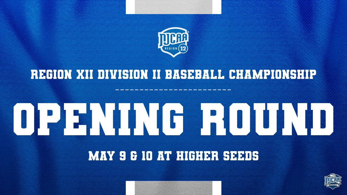 The first round of the Region XII DII Baseball Championship is set! 🏆 Best of 3 Series - May 9 & 10 - at Higher Seed (1) Kellogg vs. (8) Mid Michigan (2) GRCC vs. (7) Cuyahoga (3) Jackson vs. (6) Macomb (4) Bryant & Stratton vs. (5) KVCC Tournament Site bit.ly/3UNq6ZR