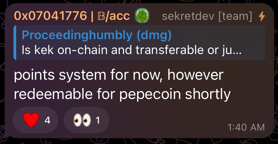 You want some free @pepecoins? Start prompt training kekbot ✍️ t.me/realKekBot?sta…