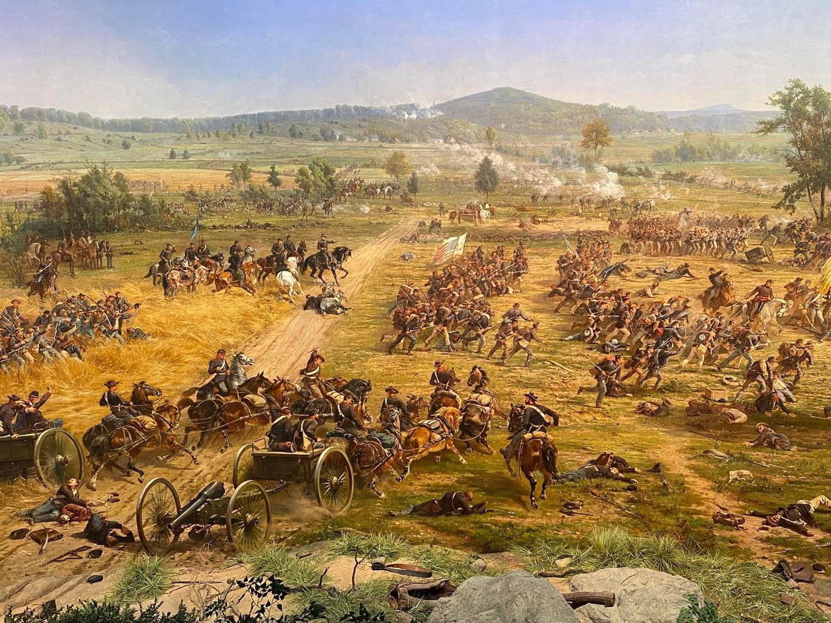 THE GETTYSBURG CYCLORAMA — Truly an American treasure and a must see at least once (recommended more than once over time) while visiting. These specific scenes of the massive painting depict the height of the fighting and movements at, around, and behind The Angle on Cemetery…