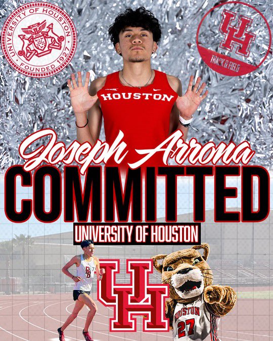 Congratulations to Joseph Arrona for committing to the University of Houston to continue his running career! Bengal Nation is extremely proud of you! Thank you @Coach_Jonez for the graphic. @DentonISDSports @sports_drc @CSOSUAVE17 @jsruss68 @KentLaster