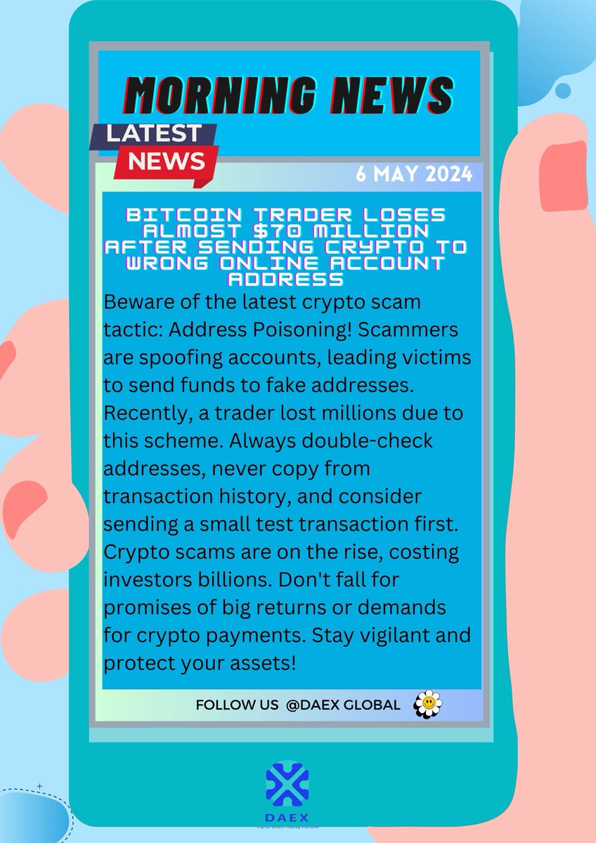 🚨 Beware: Address Poisoning Crypto Scam! Trader loses millions to spoofed accounts. Always double-check addresses before sending funds. Protect yourself from rising crypto scams! #StaySafe #CryptoAlert
