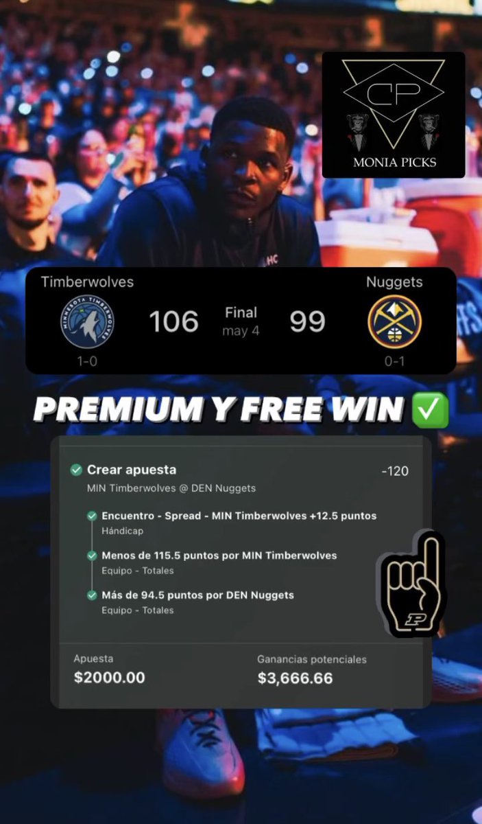 DIA PERFECTO EN NUESTRO CANAL GRATUITO ✅✅✅✅

• Momio -120 ✅
• Momio -125 ✅

No se pierdan ninguna de nuestras apuestas, les dejo el grupo gratis: t.me/moniapicks
