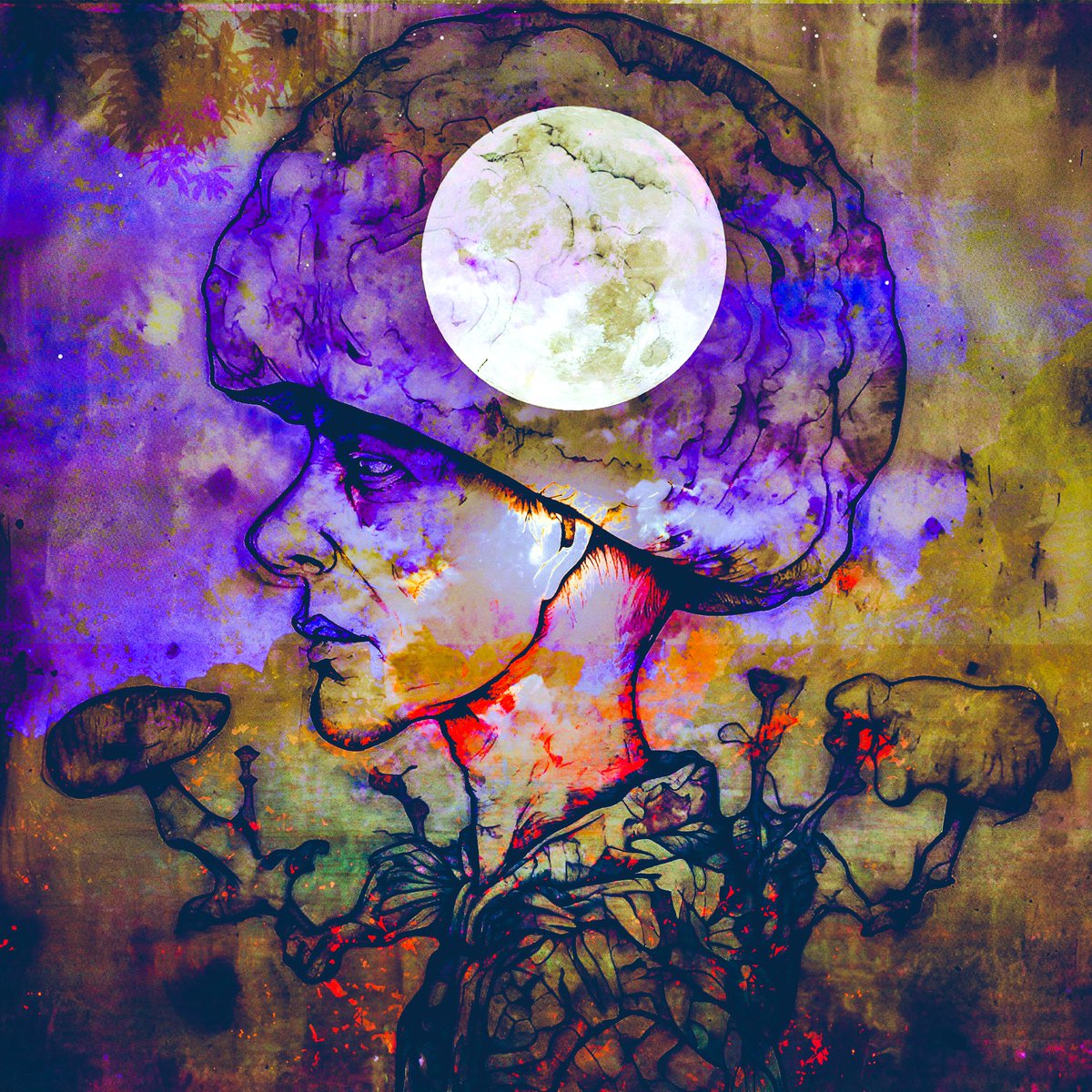 Mushroom Man Moon Abstract #abstractart #digitalart #sundayvibes #AIグラビア #mushroom #moon