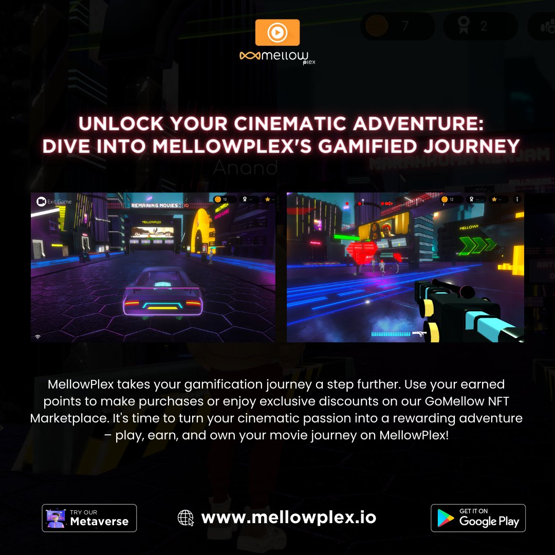 MellowPlex isn't just about gamified movies, it's about earning rewards!  

Use the points you score to grab awesome stuff on the GoMellow NFT Marketplace.

#MellowPlex #GamiFi #NFTMarketplace #MovieMetaverse $MPLEX #NFT #GoMellow #NFTcollectors #PlayToEarn