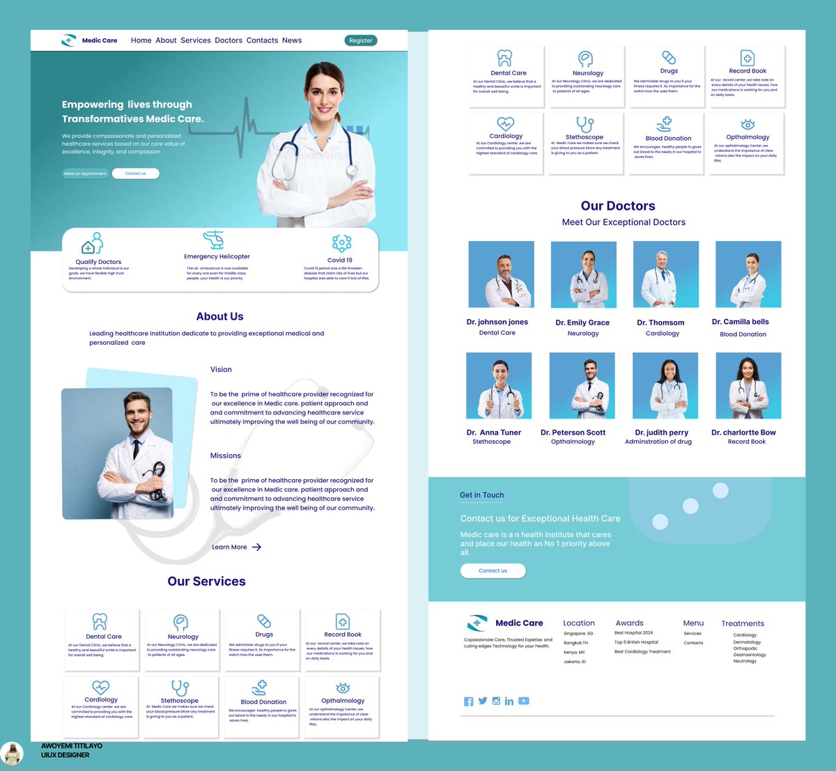 i made a simple  Medical web, nd i like the fact that some designer could point out few mistakes out.i'm here to say i have done some adjustment to it nd i hope my design find you well, my page is definitetly going to be a busy from now on..#hospitaldesign#Uidesign#medicalweb
