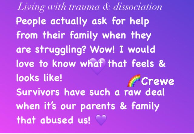 💜 No one chooses to be abused. I would love a caring family but that’s not ever going to happen. Thankfully I have made my own safe family surrounding myself with kind, safe people but mostly dogs 💜