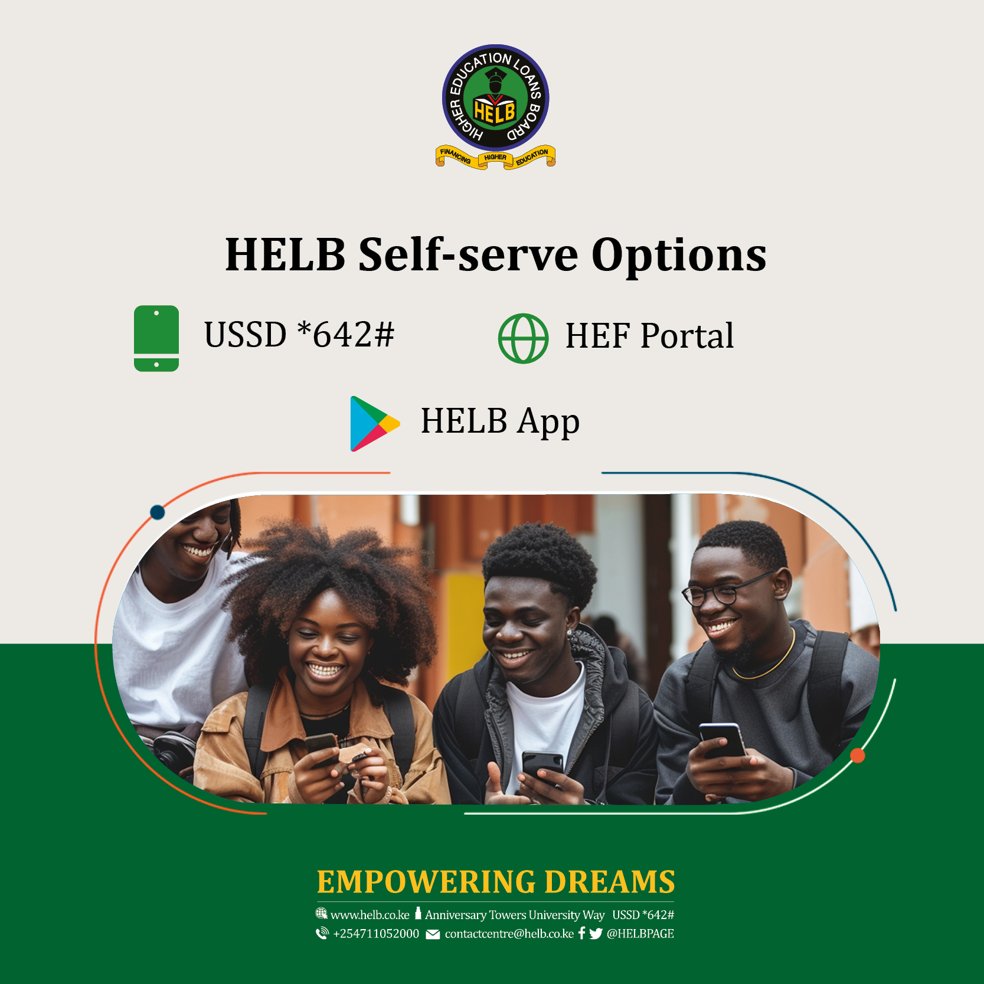 Explore our self-serve options made to help you access HELB services on demand, wherever, whenever.