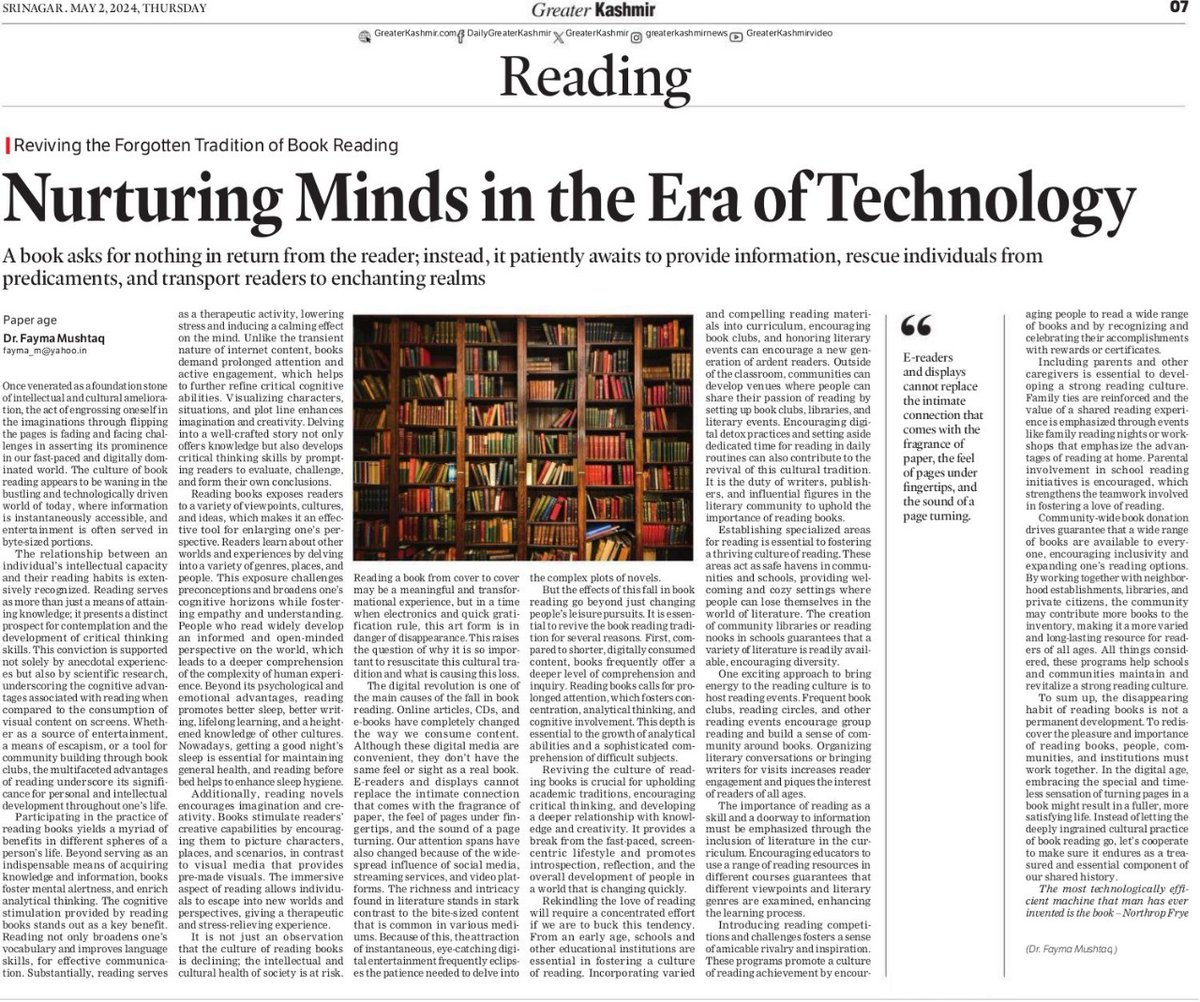 'E-readers and displays cannot replace the intimate connection that comes with the fragrance of paper, the feel of pages under fingertips, and the sound of page turning' #GKEditorial