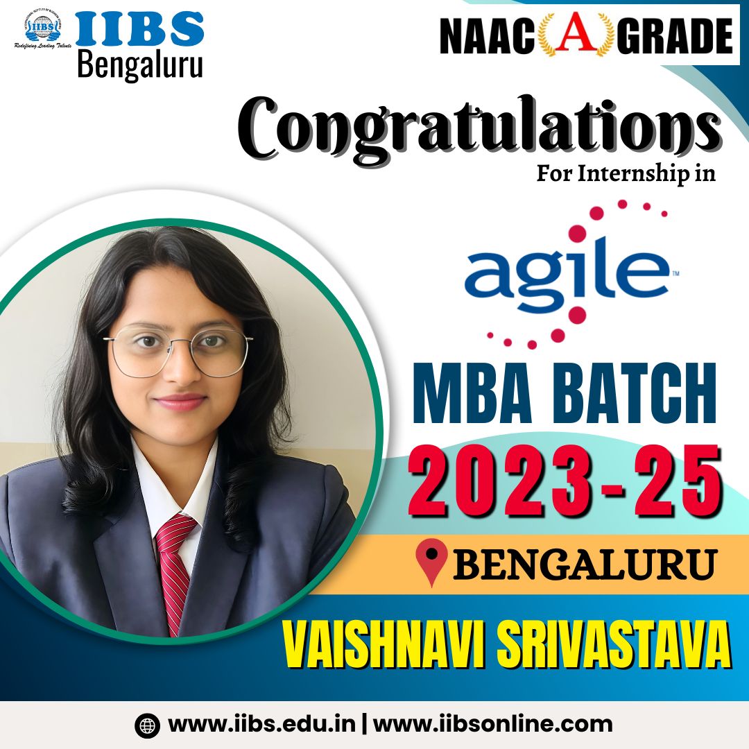 Congratulations to Vaishnavi Srivastava for securing a campus internship #opportunity at #Agile from the #IIBS #MBA batch 2023-2025! We are incredibly proud of Vaishnavi's accomplishment.

#internship #internship2024 #placement #career #bschool #growth #bangalore #bengaluru
