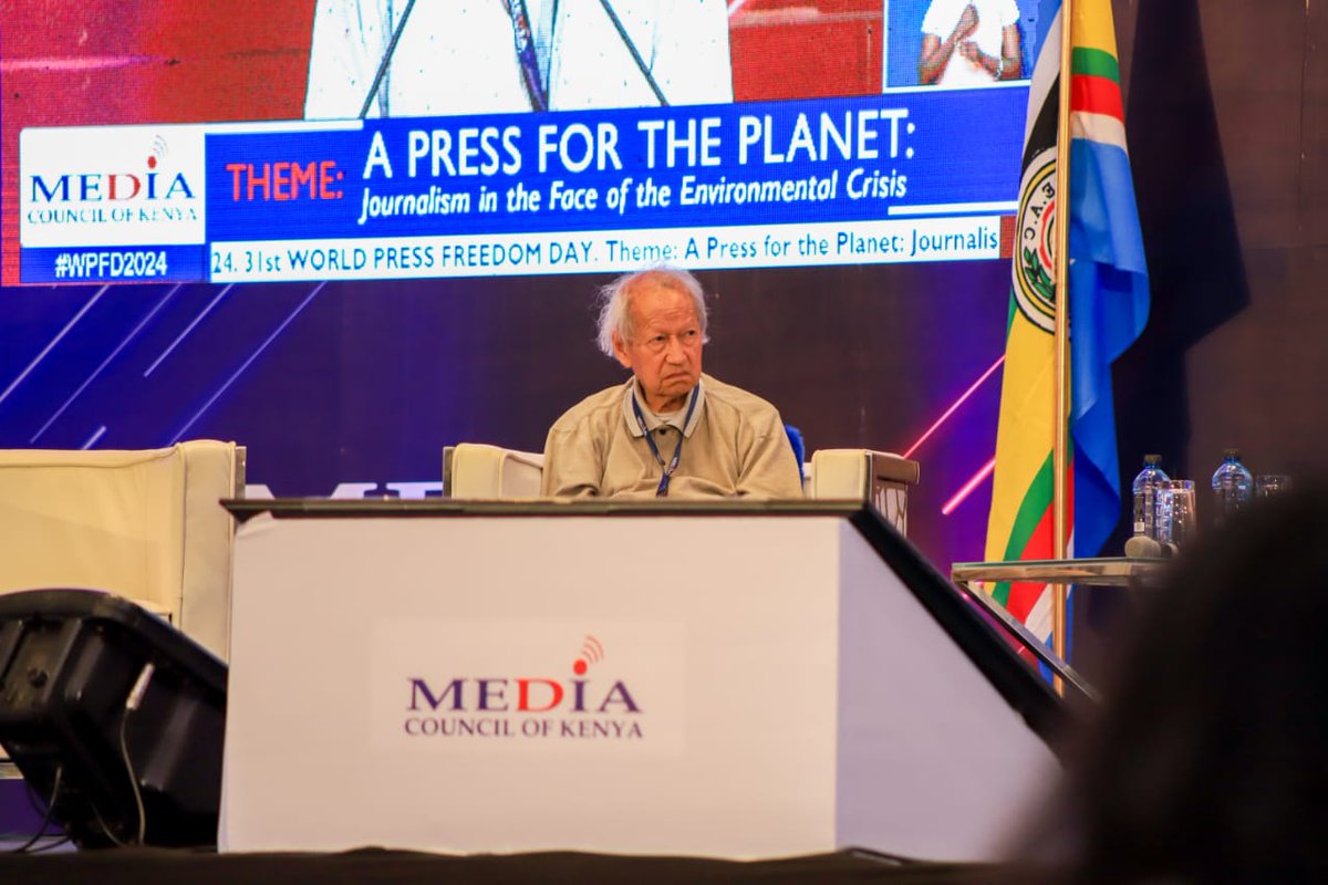 Prof. Yash Pal Ghai follows discussions of the World Press Freedom Day 2024 Summit on 2 May in Nairobi. The discussions focused on journalism in the face of environmental crisis. .@MediaCouncilK #WPFD2024