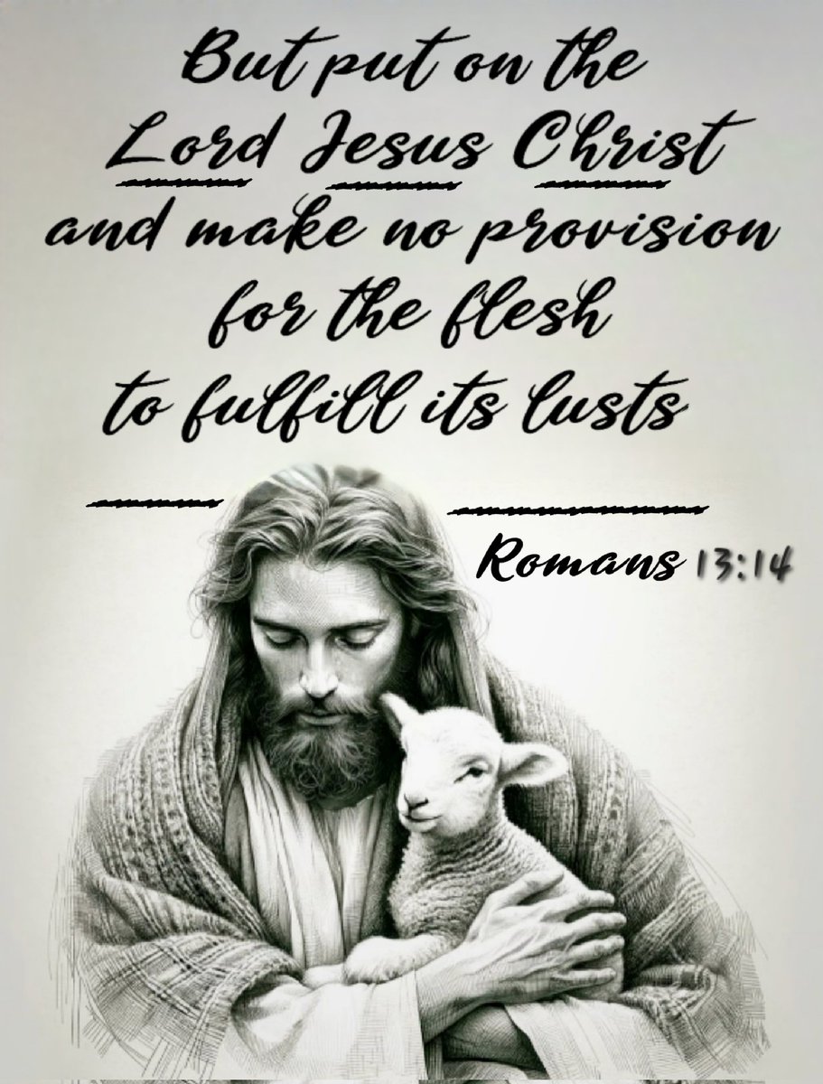 'Let us walk properly, as in the day, not in revelry and drunkenness, not in lewdness and lust, not in strife and envy. But put on the Lord Jesus Christ, and make no provision for the flesh, to fulfill its lusts.' Romans 13: 13-14