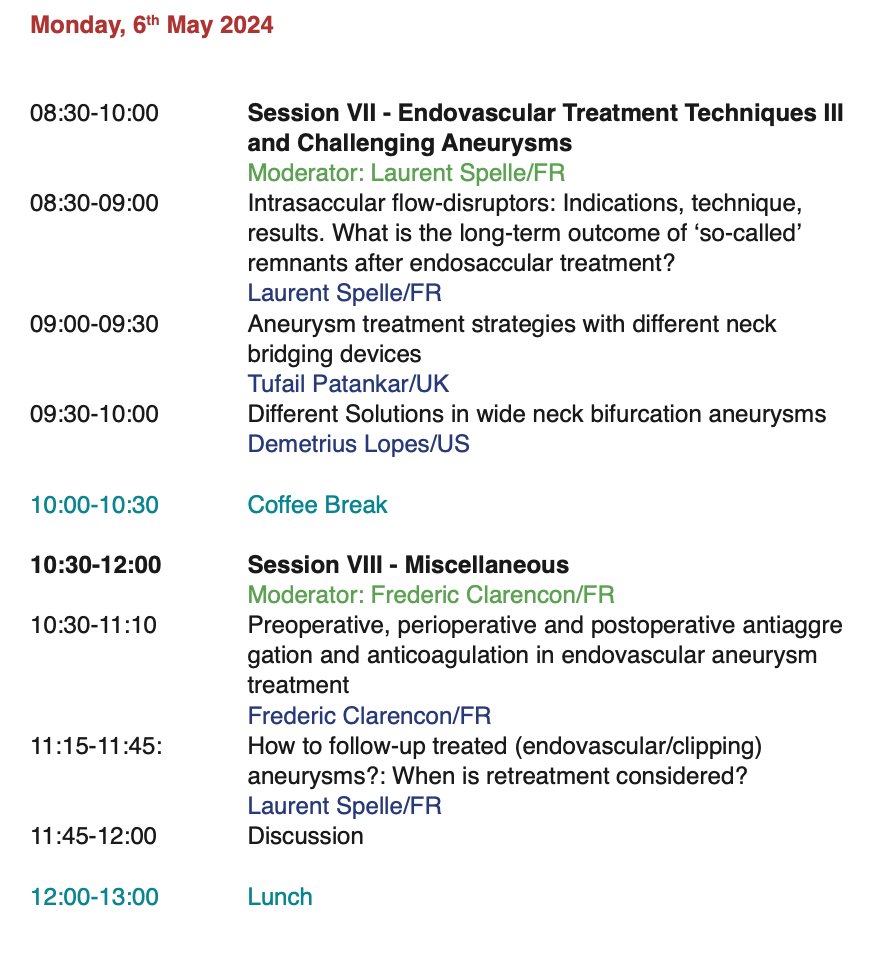 Last day of #ECINR! This is the schedule! #Neurorad #ThisIsESNR