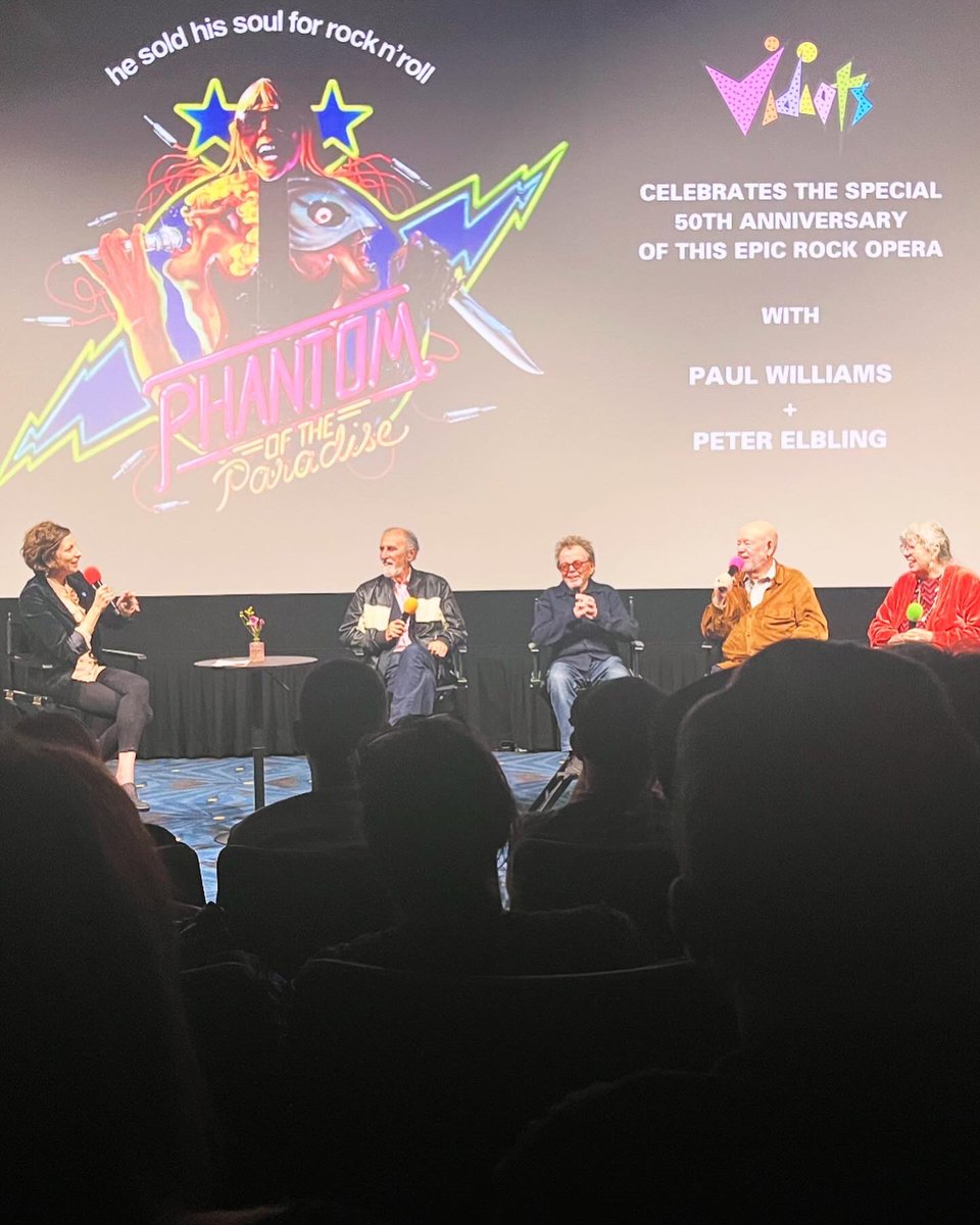 capped off my birthday the best possible way: seeing PHANTOM OF THE PARADISE with paul williams, peter elbling, paul hirsch, and rosanna norton in person 😭😭😭